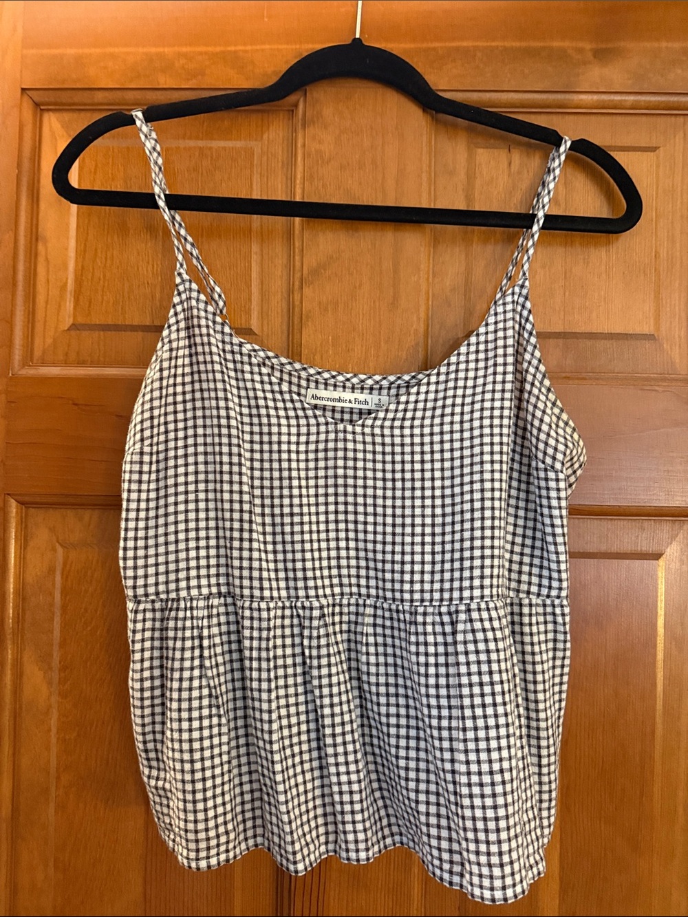Abercrombie & Fitch Black and White Gingham Spaghetti Strap tank